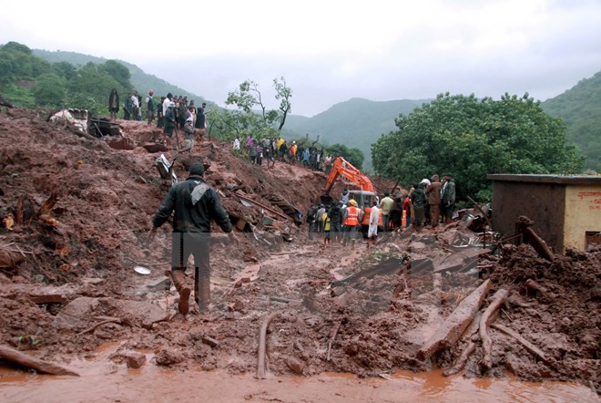 Hiện trường một vụ lở đất tại Ấn Độ. (Nguồn: AFP/TTXVN)