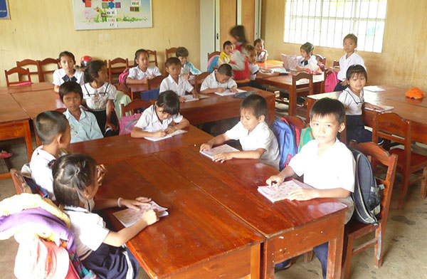 Một lớp học tại Trường Tiểu học Đoàn Kết - xã vùng sâu khó khăn của huyện Đạ Huoai