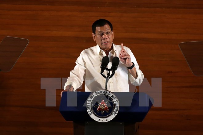 Tổng thống Philippines Rodrigo Duterte. (Nguồn: THX/TTXVN)