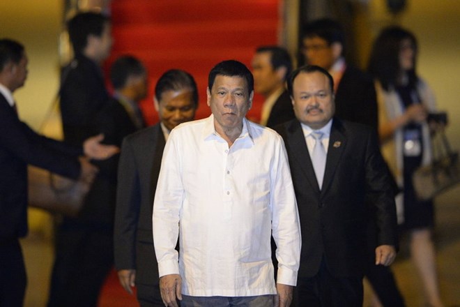 Tổng thống Philippines Rodrigo Duterte đến Vientiane. (Nguồn: Getty Images)