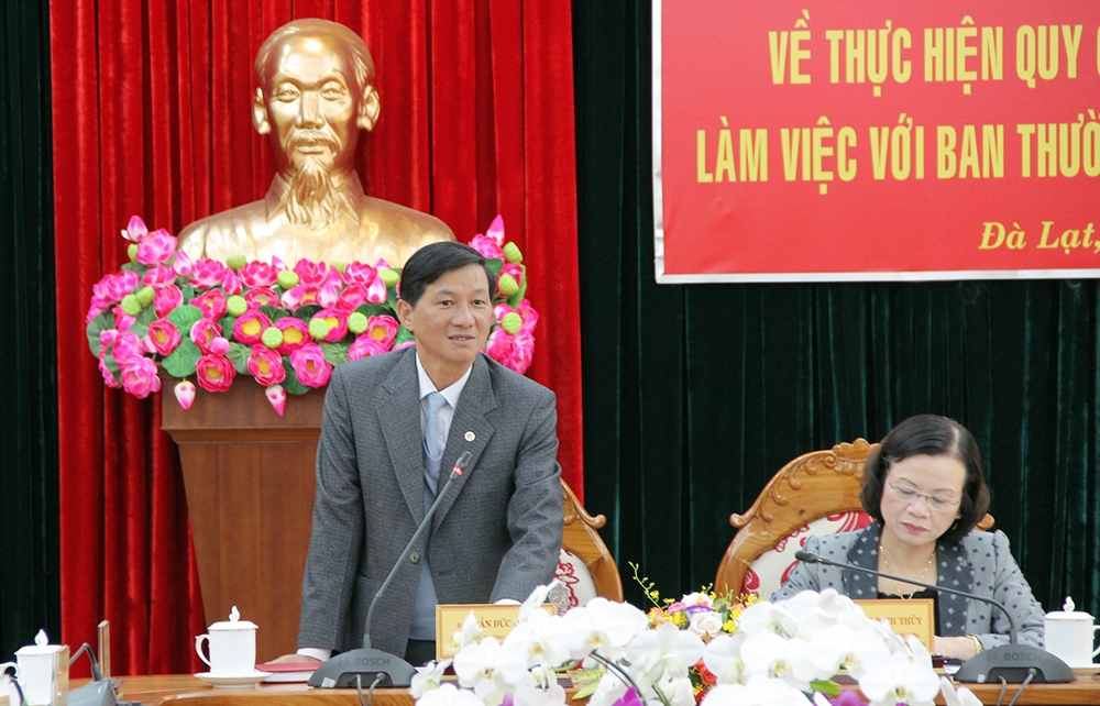 Đồng chí Trần Đức Quận – Phó Bí thư Thường trực Tỉnh ủy, Chủ tịch HĐND tỉnh phát biểu tại buổi làm việc
