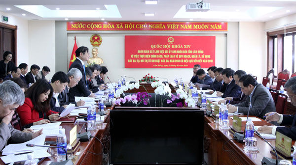 Đoàn giám sát của Quốc hội làm việc với UBND tỉnh Lâm Đồng về quy hoạch, quản lý, sử dụng đất