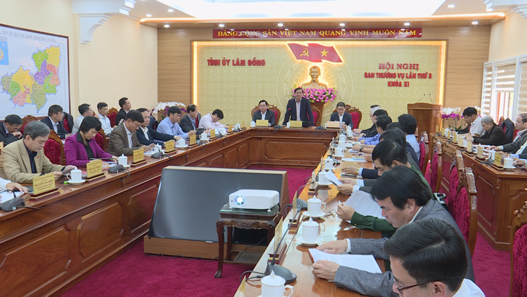 Đồng chí Trần Đức Quận - Bí thư Tỉnh ủy Lâm Đồng phát biểu tại buổi làm việc