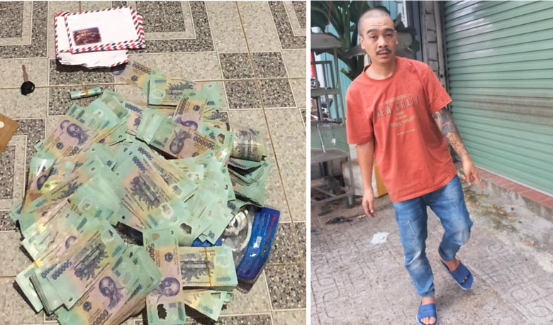 Đối tượng Nguyễn Xuân Vũ bị bắt giữ cùng số tiền 950 triệu đồng mà đối tượng vừa trộm cắp