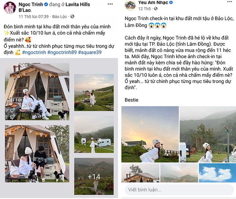 Thông tin trên mạng xã hội về khu đất của Ngọc Trinh tại TP Bảo Lộc