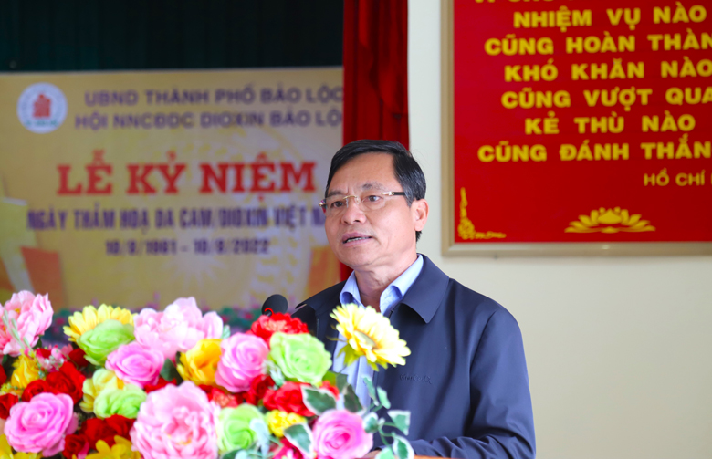 Ông Nguyễn Văn Triệu - Bí thư Thành ủy Bảo Lộc phát biểu tại lễ kỷ niệm