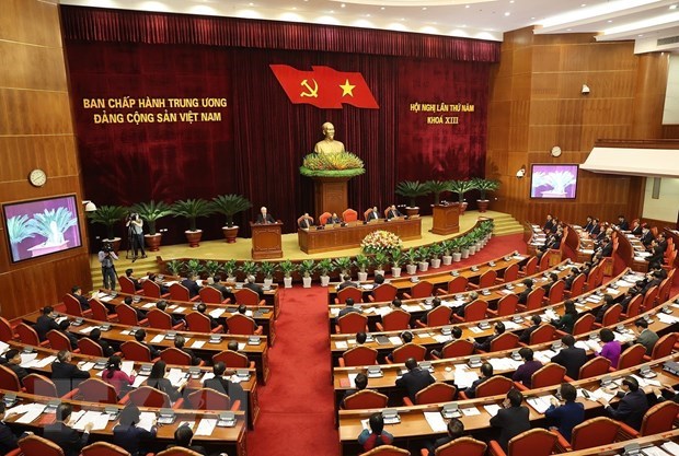 Quang cảnh một phiên họp hội nghị Ban Chấp hành Trung ương Đảng khóa XIII. (Ảnh: Trí Dũng/TTXVN)