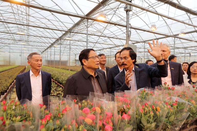 Thủ tướng Phạm Minh Chính cùng cán lãnh đạo các bộ, ngành, địa phương thăm Công ty TNHH Dalat Hasfarm chiều 20/11/2022